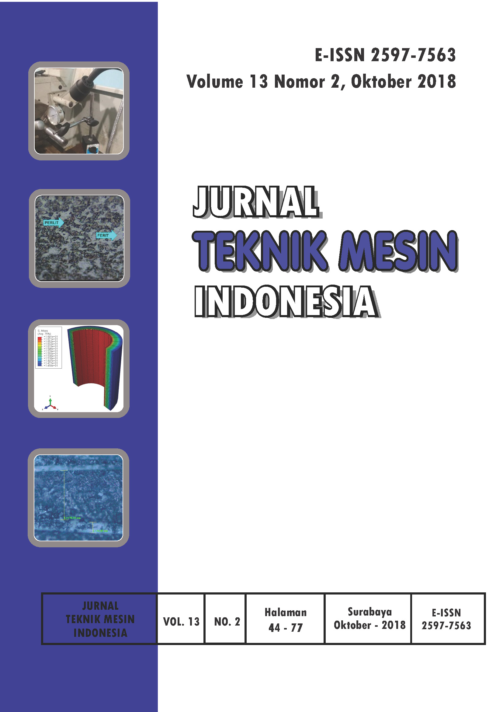 Jurnal Teknik Mesin Indonesia Vol 13 No 2 Oktober 2018